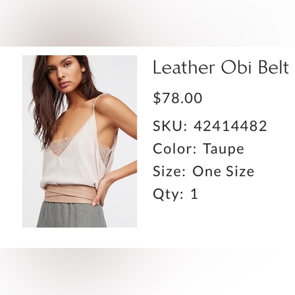 Free People Leather Obi Belt color taupe brand new